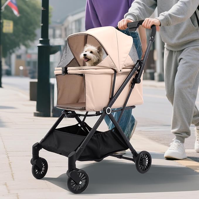 Foldable Dog Stroller - Lightweight Pet Stroller with One-Step Folding, No Assembly Required for Walking, Travel &amp; Shopping, Perfect for Small Dogs, Senior Pets &amp; Cats