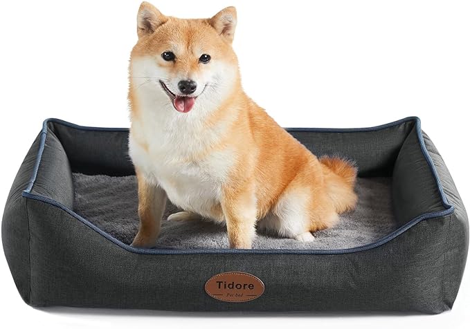 Orthopedic Dog Beds for Medium Dogs, Durable Egg Crate Foam Sofa Dog Bed wit Washable Removable Cover,Waterproof Lining,Pet Bed for Large Dogs (Dark Grey, 26.4" L x 21.7" W x 6.2" Th)