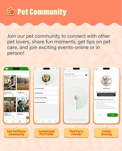 GlocalMe PetPhone for Dog and Cat, Support Play Music and Two-Way Call, Pet Community and AI Health Alerts, Real Time Tracking and Virtual Fence, Unlimited Range Pet GPS Tracker (Pink)