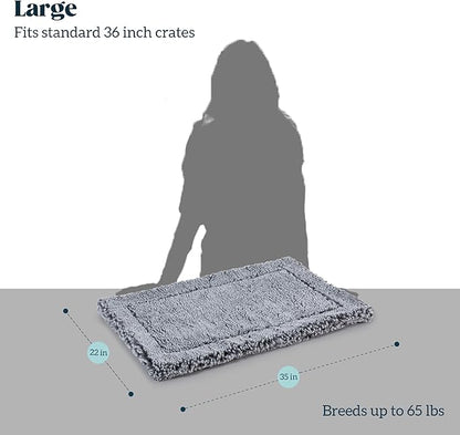 Stoutwool Indestructible Dog Bed - Fluffy Chew Proof Dog Crate Pad - Tough Kennel Pad for Aggressive Chewers - Washable, Ideal for Large Breeds &amp; Fits 36-Inch Crate - 35"x22", Charcoal