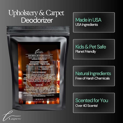 Bourbon &amp; Butterscotch Carpet Freshener Powder Value Size 36 oz | Powerful Odor Eliminator for Home | Upholstery Deodorizer | Carpet Deodorizer | Pet Urine | Cat Litter Box