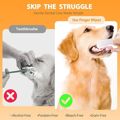 Dog Dental Wipes, Pet Dental Finger Wipes for Dogs &amp; Cats, Dog Teeth Cleaning Wipes, Reduce Plaque &amp; Tartar Buildup, Fresh Breath, Protect Gums, Dog Ear Cleaner Wipes Remove Wax, Coconut Scent, 50Pcs