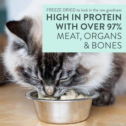 Meow Lamb &amp; Hoki Freeze Dried Raw Cat Food, Mixer, or Topper, or Treat - High Protein, Natural, Limited Ingredient Recipe 9.9 oz