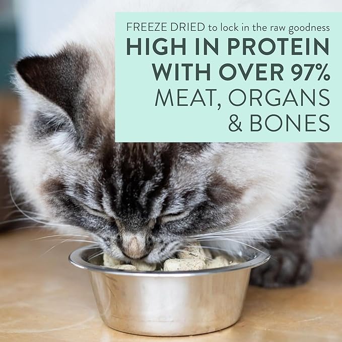 Meow Freeze Dried Cat Food - Beef &amp; Hoki Recipe, High Protein Cat Treats, Meals &amp; Toppers, Dry Cat Food,1.76 oz