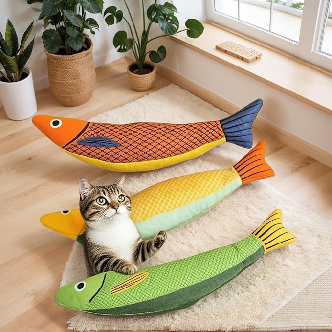 Cat Toys for Bored Indoor Adult Cats - Catnip Toys for Mental Stimulation, Interactive &amp; Durable Kicker Toys for Solo Play, Best for Lazy or Senior Cats(Green