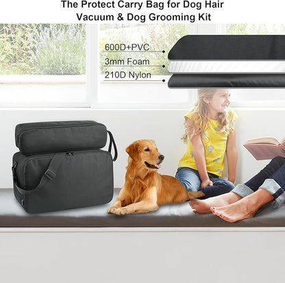 Beautyflier Pet Grooming Supplies Organizer, Protective Tote Bag Case for Pet Grooming Kit &amp; Vacuum Suction Dogs Cats Hair, Travel Pouch Bag for Pet Dog Grooming Vacuum Kit, Bag Only (Black)