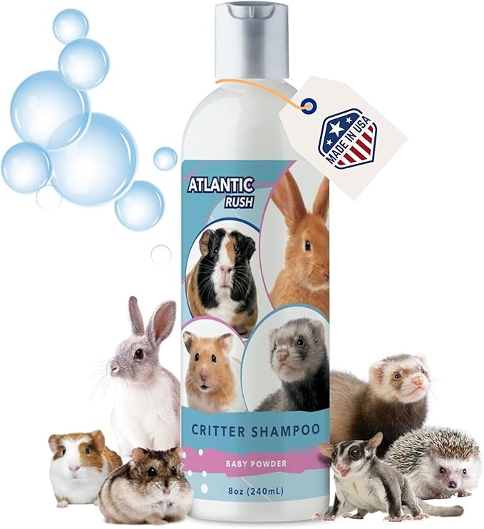 Critter Shampoo for Small Pets - 8oz Small Animal Baby Powder Scented Shampoo - Pet Shampoo for Small Critters Including Ferrets, Guinea Pigs, Rabbits, Hedgehogs, Hamsters &amp; Sugar Gliders