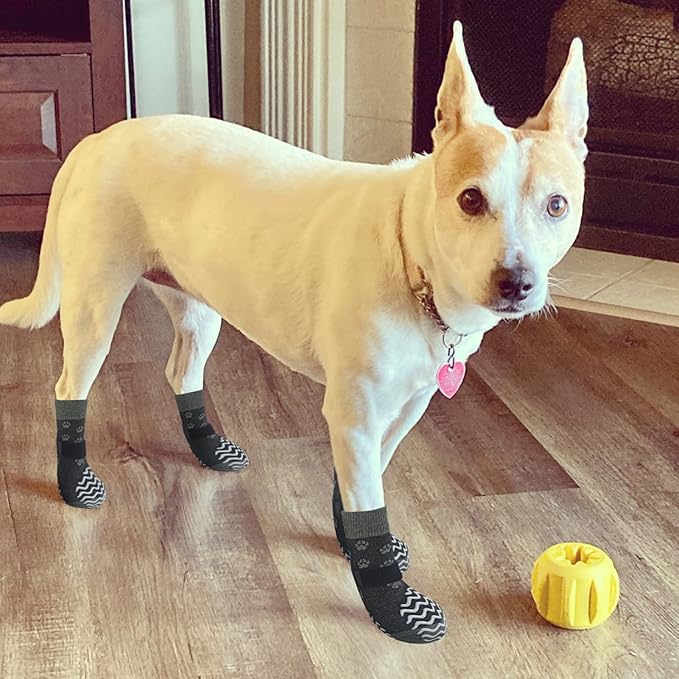 EXPAWLORER Anti Slip Dog Socks to Prevent Licking Paws, Dog Shoes for Hot Pavement, Dog Booties for Small Medium Large Senior Dogs, Traction Control Dog Boots &amp; Paw Protectors for Hardwood Floors