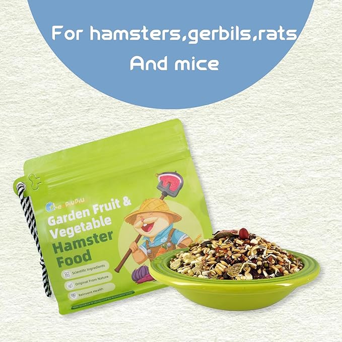 Garden Fruit &amp; Vegetable Hamster Food Mix Natural Small Pet Food Made for Hamsters 1LB Critical Care Healthy Dwarf Hamsters Feed New Packaging
