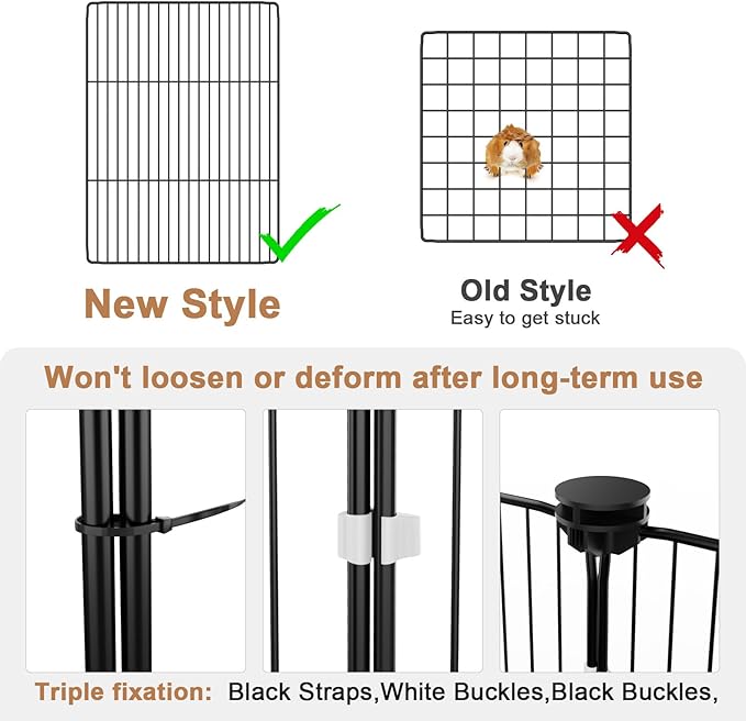 Tresbro Guinea Pig Cage with Waterproof PVC Bottom Liner &amp; One-Hand Release Hook, Triple Fixing C&amp;C Cage for Guinea Pigs, Bunny, Rabbit, Hedgehog, Small Animal Indoor Playpen 48&