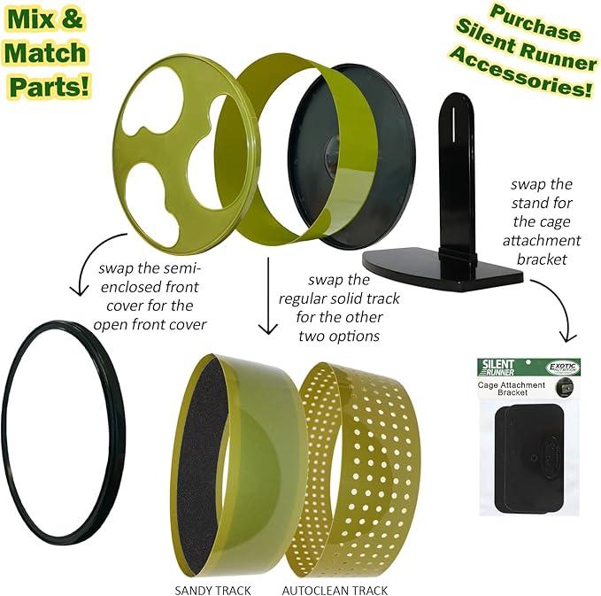 Silent Runner 12" Wide + Cage Attachment - Silent, Fast, Durable Exercise Wheel - Sugar Gliders, Degus, Rats, Hedgehogs, Prairie Dogs &amp; Small Pets