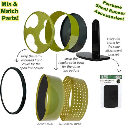 Silent Runner 12" Wide + Cage Attachment - Silent, Fast, Durable Exercise Wheel - Sugar Gliders, Degus, Rats, Hedgehogs, Prairie Dogs &amp; Small Pets