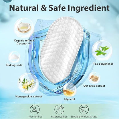 LANBEIDE Pet Teeth Cleaning Wipes for Dogs &amp; Cats 60 Counts, Dog Dental Wipes for Reducing Plaque &amp; Tartar, Breath Freshener Dental and Gum Care Finger Pet Wipes, No Hard Toothbrush