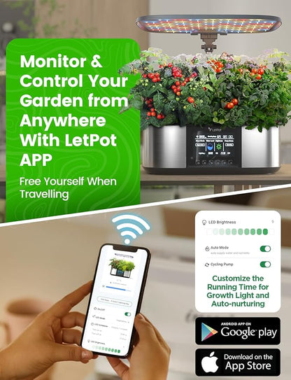 LetPot LPH-Max Hydroponics Growing System Kit, 21 Pods APP &amp; WiFi Automatic Controlled Smart Indoor Garden with 36W LED Grow Light, Auto Drip Irrigation Kits, Self-Managed Nurturing &amp; Watering