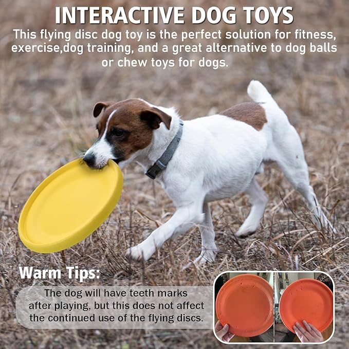 Dog Flying Disc - Durable Rubber Flying Disc Dog Toy - 9.25" Indestructible Rubber Dog Flying Discs Flyer Dog Toys - Puncture Resistant &amp; Bite Resistant Extremely - for Medium Large Dogs