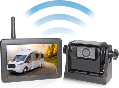 EWAY Wireless WiFi Magnetic Hitch Backup Camera 1080P HD Rechargeable Battery Powered No Wiring Rear View Reverse Monitoring Camera for Car Truck Pickup RV Camper 5th Wheel Horse Trailer Boat Trailer