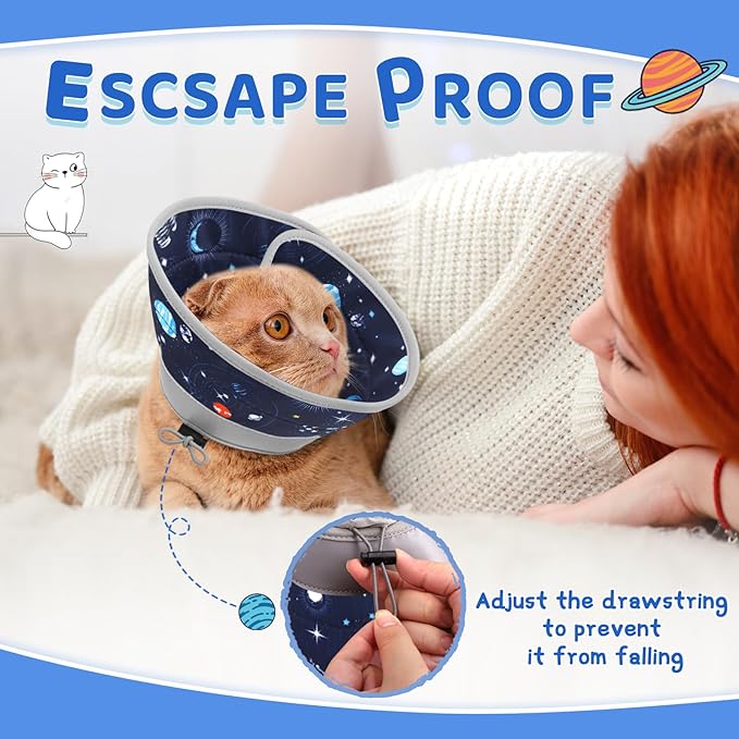 Cat Cone Collar Soft to Stop Licking, Adjustable, Foldable Lightweight Kitten Cones After Surgery Recovery for Cats &amp; Kittens, Cat Cone Alternative (Grey, L)