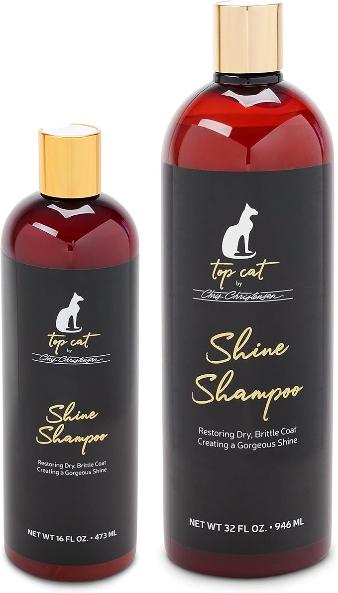 Chris Christensen Top Cat Shine Shampoo for Cats, Groom Like a Professional, Restores Dry &amp; Brittle Coat, Creates a Gorgeous Shine, Made in USA, 32 oz