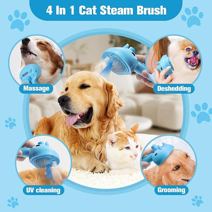 Pet Steam Brush for Dog,Gentle Cat &amp; Dog Brush for Shedding Self-Cleaning Cat Brushes for Indoor Cats Spary Pet Hair Removal Tool for Massage,Grooming Dog Brush for Short&amp;Long Haired Dogs Blue