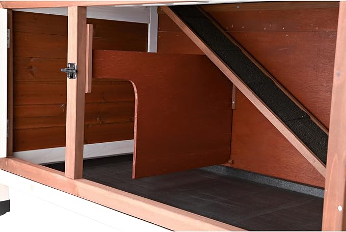 TRIXIE natura Outdoor Double Rabbit Hutch - Indoor Small Animal House, Bunny Cage with Two Sleeping &amp; Play Areas - Includes a Non-Slip Ramp Hinged Roof &amp; Two Pull-Out Trays - in Auburn