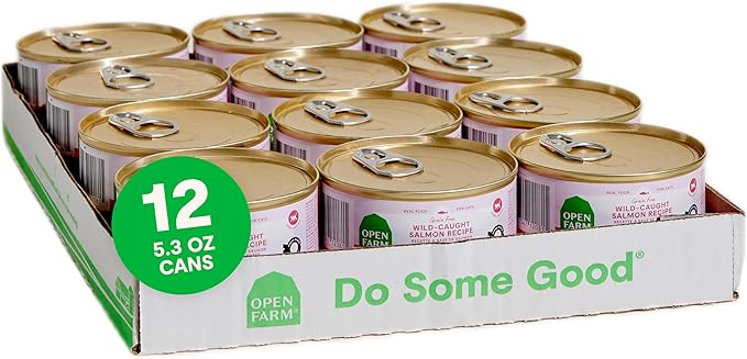 Open Farm Canned Cat Food, Paté for Complete &amp; Balanced Nutrition, Grain-Free and Legume-Free Wet Cat Food, Salmon Recipe, 5.3oz Cans (Case of 12)