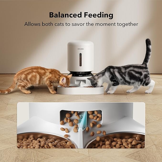 PETLIBRO Automatic Cat Feeder with Camera for Two Cats, 1080P HD Video with Night Vision, 5G WiFi Pet Feeder with Phone APP Control, 2-Way Audio for Cat &amp; Dog, Low Food &amp; Motion &amp; Sound Alerts