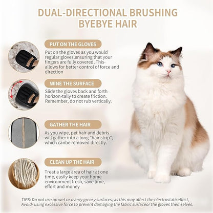 2𝑷𝒄𝒔 Pet Hair Removal Glove for Cats &amp; Dogs, Newly Pro Five-Finger Electrostatic Pet Hair Remover Gloves, Reusable &amp; Washable Magic Brush Pet Hair Removal Tool for Couch, Clothing, Carpet, Car Seat