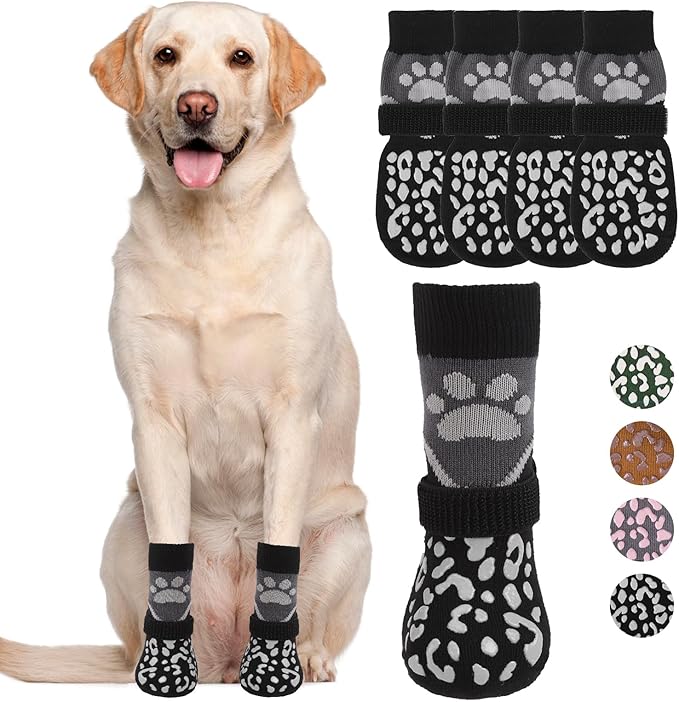 KOOLTAIL Dog Socks for Hot/Cold Pavement to Prevent Licking Paws Scratching,Anti Slip Pet Boots&amp;Paw Protector for Hardwood Floors,Traction Control Grip Booties for Small Medium Large Senior Dogs S