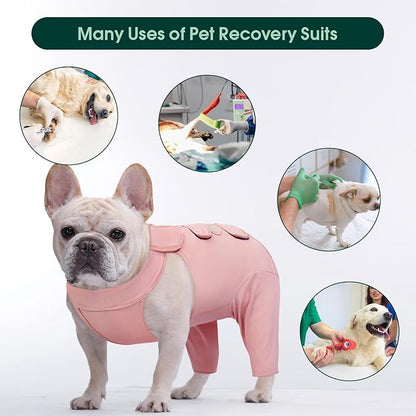 Kuoser Dog Recovery Suit for Rear Legs, Thigh Wound Protective Sleeve for Dogs, Dog Recovery Sleeve for Female Male Dogs, Dog Onesie After Surgery Pet Surgical Suit for Spay Neuter, Pink M