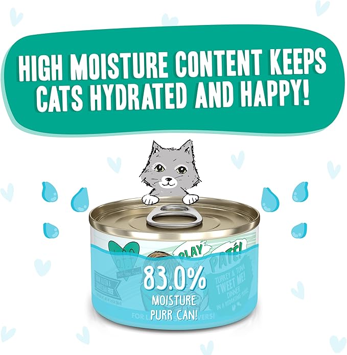 Weruva B.F.F. Play - Best Feline Friend Paté Lovers, Aw Yeah!, Turkey &amp; Tuna Tweet Me! with Turkey &amp; Tuna, 2.8oz Can (Pack of 12)