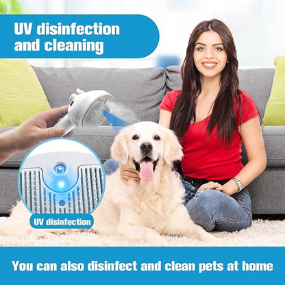 Steam Brush for Cats,4 in 1 Cat Steam Brush,Self-Cleaning Slicker Brushes for Dogs,Pet Spary Hair Removal Comb for Grooming Massage,Recharegable Cat Dog Hair Remover for Long&amp;Short Haired Dogs White