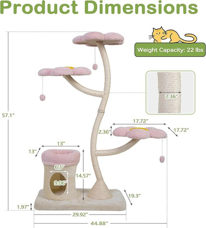 COZIWOW Aesthetic Cat Tree for Large Cats, 57&