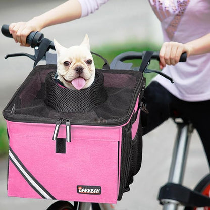 Pet Carrier Bicycle Basket Bag Pet Carrier/Booster Backpack for Dogs and Cats with Big Side Pockets,Comfy &amp; Padded Shoulder Strap,Travel with Your Pet Safety（Pink Carnation）