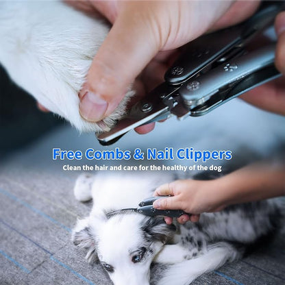 Best Dog Nail Trimmers for Anxiety Sensitive Dogs, Quiet Sharpest Smoothest Nail Clippers for Large Dog Medium Small, Professional Stainless Steel with Nail File &amp; Comb, Left-Handed Friendly