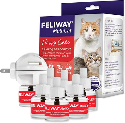 FELIWAY MultiCat Calming Pheromone Diffuser: 1 Diffuser Kit &amp; 6 Refills