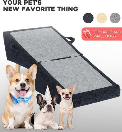 Dog Stairs for Small Dogs and Cats – 2-in-1 Dog Ramp for Bed and Couch, 16.5&