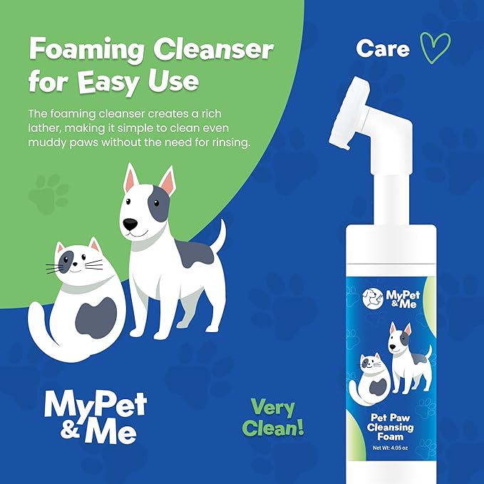 My Pet &amp; Me Dog Paw Cleaner - Foaming Cleanser for Easy Paw Cleaning - No-Rinse Dog Paw Washer - Gentle Foot Cleaner for Dogs - Paw Wash for Small &amp; Large Dogs - 4.05 oz