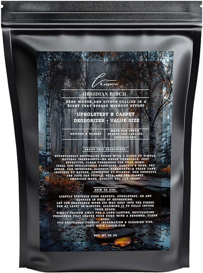 Obsidian Birch Carpet Freshener Powder Refill 36 oz | Powerful Odor Eliminator for Home | Upholstery Deodorizer | Carpet Deodorizer | Pet Urine | Cat Litter Box | Birch &amp; Black Pepper Fragrance