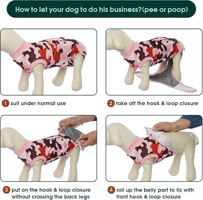 Kuoser Recovery Suit for Dogs Cats After Surgery, Professional Pet Recovery Shirt Dog Abdominal Wounds Bandages, Substitute E-Collar &amp; Cone,Prevent Licking Dog Onesies Pet Surgery Recovery Suit