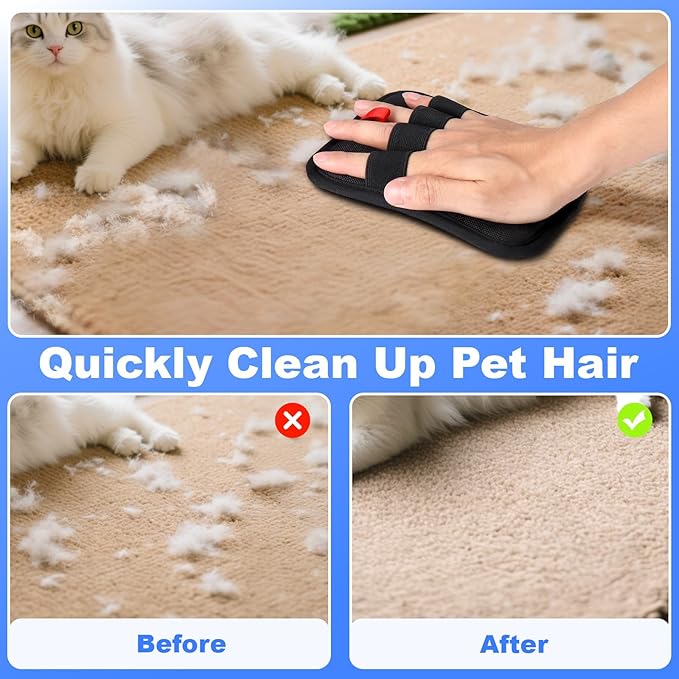 AIERSA 2Pcs Electrostatic Pet Hair Removal Glove, Electro Gloves Pet Hair, Reusable Static Pet Hair Remover Mitt, Cat &amp; Dog Hair Removal Tool for Furniture, Clothes, Carpet, Car, Couch