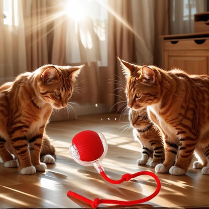 Electric Cat Toy - Automatic Rolling cat Toy with Motion sensors, Designed for Indoor Cats, Suitable for Solo Play (USB Rechargeable) (Greener)