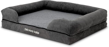 The Dog’s Bed, Medium Grey Plush Memory Foam, Pain Relief: Arthritis, Hip &amp; Elbow Dysplasia, Post Surgery, Lameness, Supportive, Calming, Washable Cover, Veterinary Approved