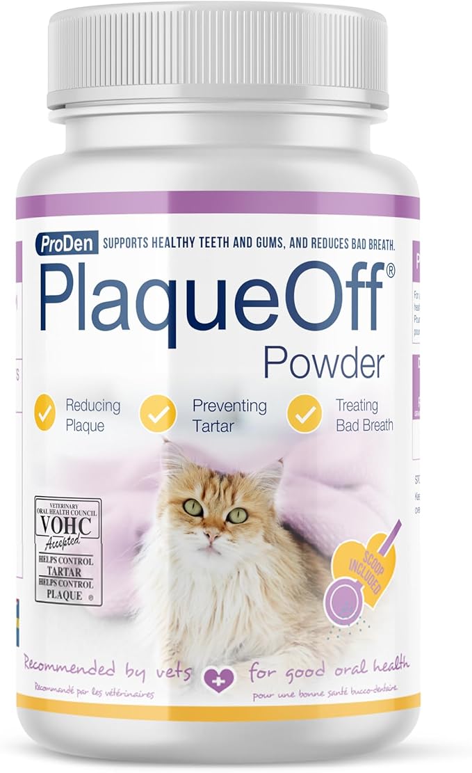 ProDen PlaqueOff Powder for Cats - Plaque &amp; Tartar Reducer, Breath Freshener, Feline Oral Care - 40g