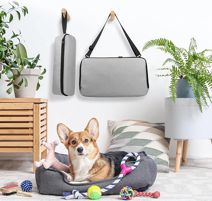 Beautyflier Pet Grooming Supplies Organizer, Protective Tote Bag Case for Pet Grooming Kit &amp; Vacuum Suction Dogs Cats Hair, Travel Pouch Bag for Pet Dog Grooming Vacuum Kit, Bag Only (Gray)