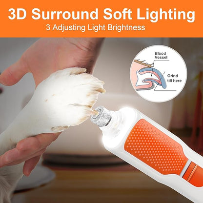 Dog Nail Grinder 7-Speed &amp; 360° LED Light, Professional Pet Nail Grinder for Dogs and Cats, Electric Dog Nail Trimmer Painless Paws Grooming &amp; Smoothing Tool for Large Medium Small Dogs Cats Pets