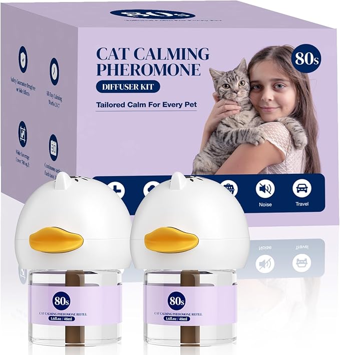 80S Cat Calming Diffuser Kit – Cat Pheromones Calming Liquid, Cat Pheromones Diffuser, 30 Days Continuous Stress &amp; Anxiety Relief, Perfect for Multi-Cat Households, Fits All Common Diffuser Plug in