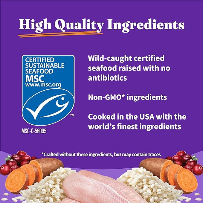 Halo Holistic Cat Food Wild Caught Salmon &amp; Whitefish Formula, Healthy Grains Dry Cat Food, For Sensitive Stomach Support, Kibble for Adult Cats, 6 lb Bag