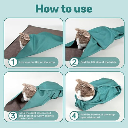 Paw Legend 27.6" Cat Wrap for Grooming Cat Wrap for Cutting Nails Cat Restraint for Nail Clipping Self Adhesive Blanket Restraint Cloth for Cats Within 15lbs