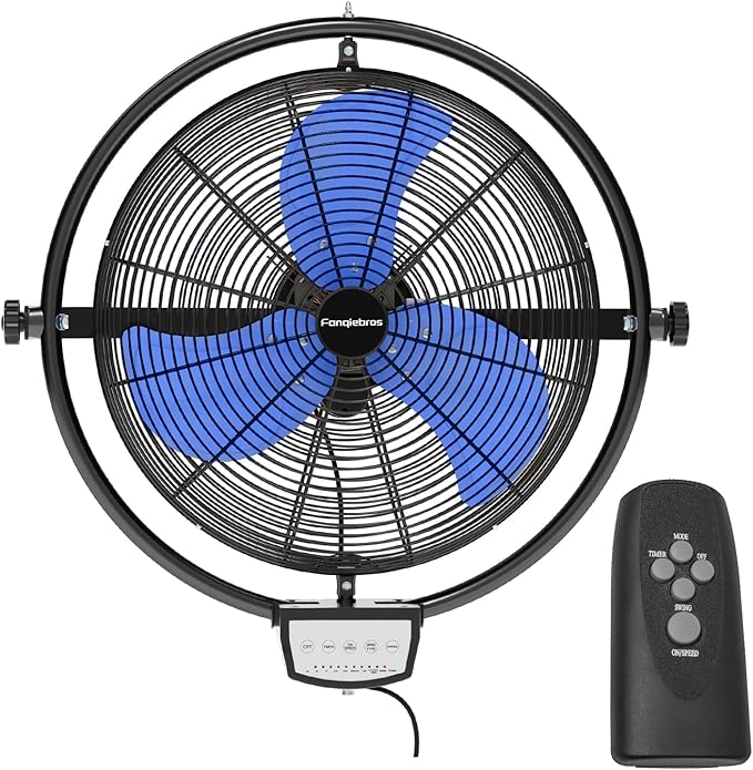 20 IN 5500 CFM Remote Control Wall Mount Fan, 3 Speed High Velocity Wall Fan with Timer, Oscillation &amp; Tilting, Air Circulator for Garage, Commercial, Greenhouse, Warehouse &amp; Gazebo Use, UL Listed