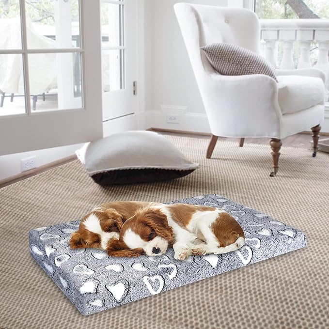 VANKEAN Dog Crate Mat - Reversible Cool &amp; Warm Stylish Bed, Waterproof &amp; Machine Washable, Supports Small to XXL Dogs, Grey